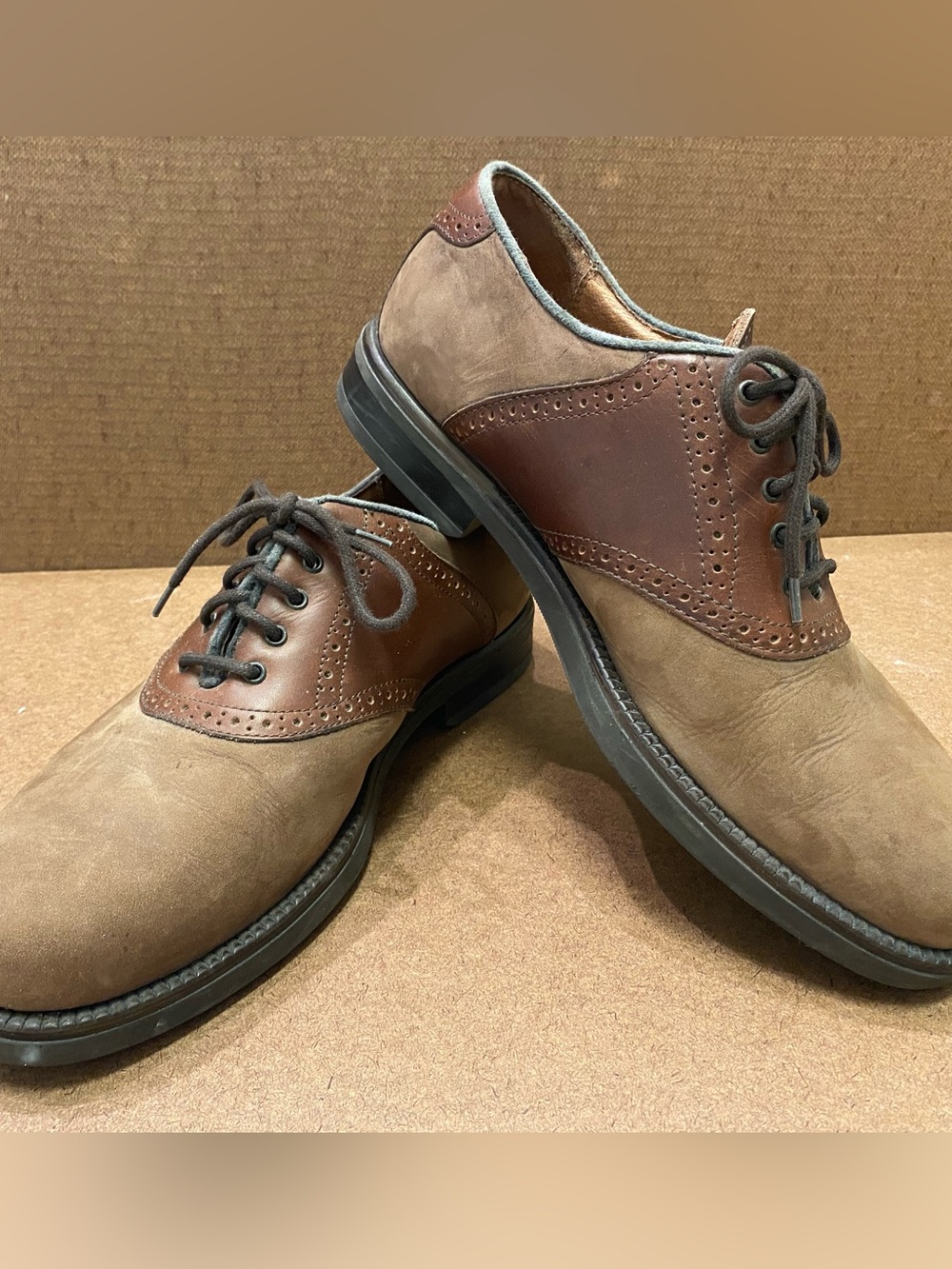 Florsheim Brown Two-Tone Suede and Leather Oxfords
